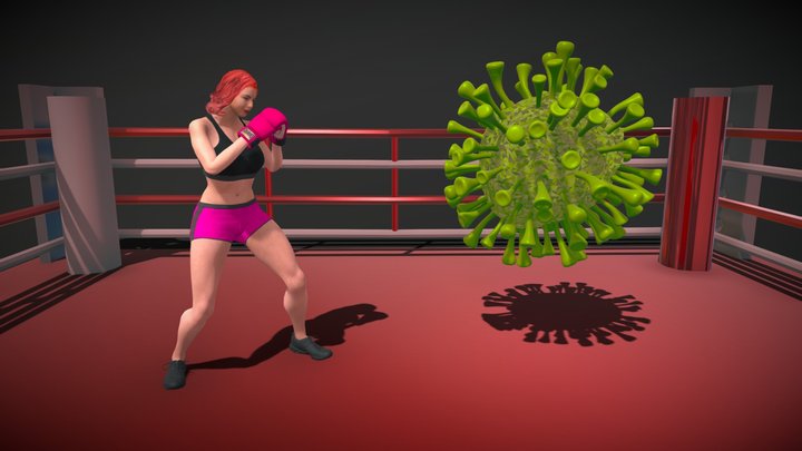 MY Realistic Boxing Female VS Corona Virus 3D Model