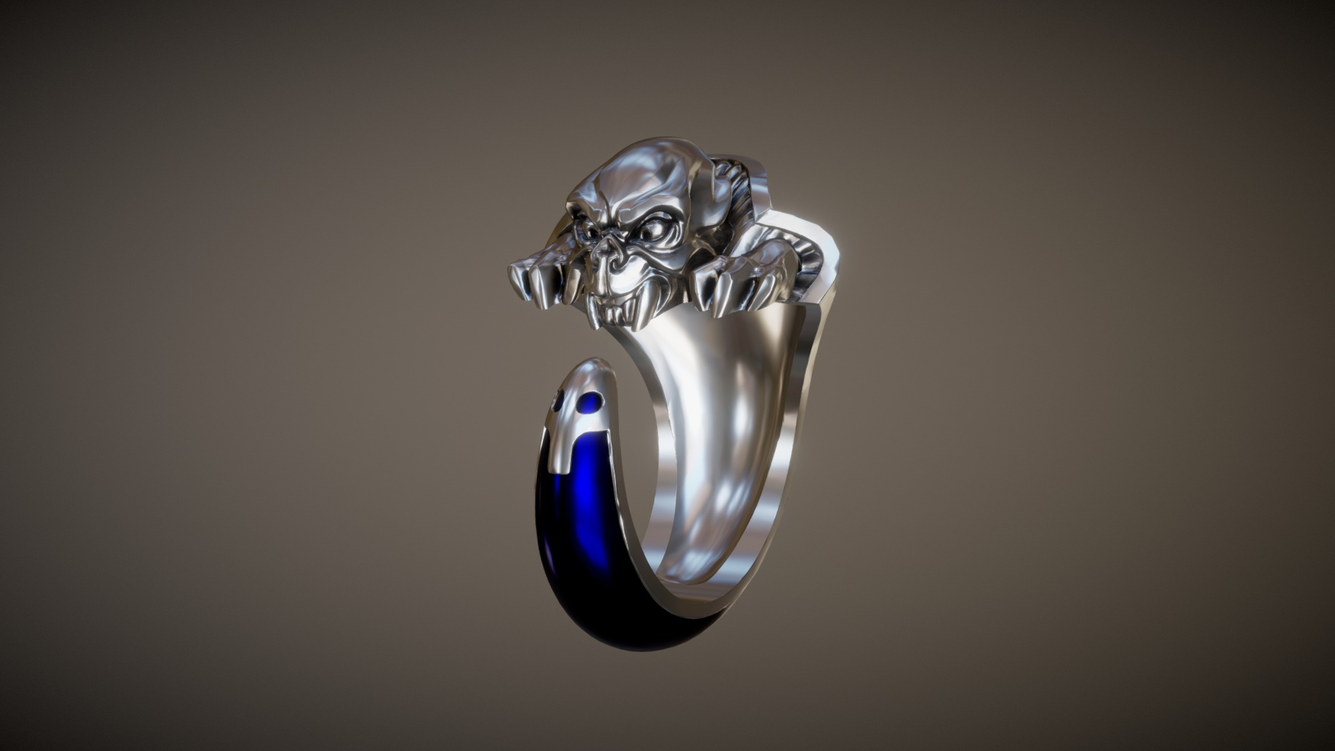 3D model Vampire Ring - This is a 3D model of the Vampire Ring. The 3D model is about a silver and blue ring.
