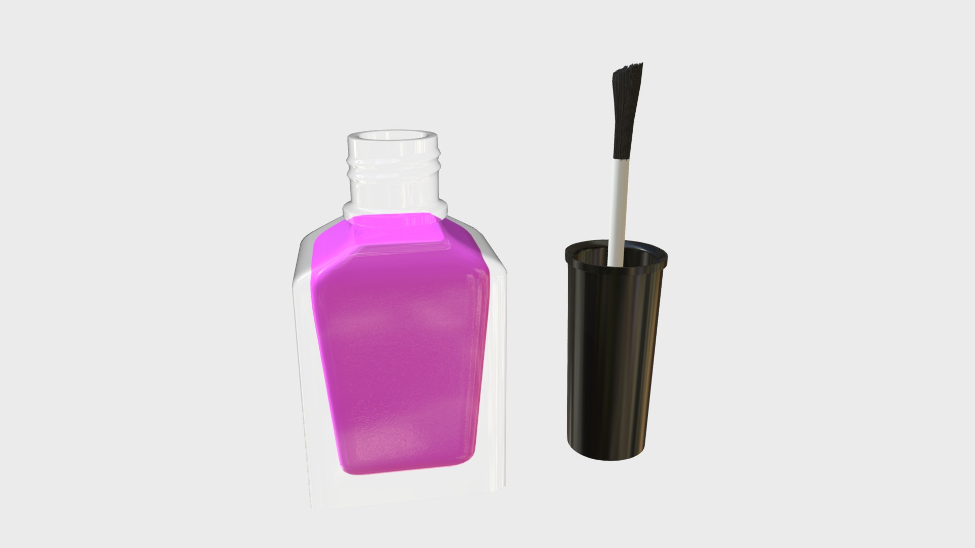 3D model Open nail polish - This is a 3D model of the Open nail polish. The 3D model is about a pink bottle with a black cap.