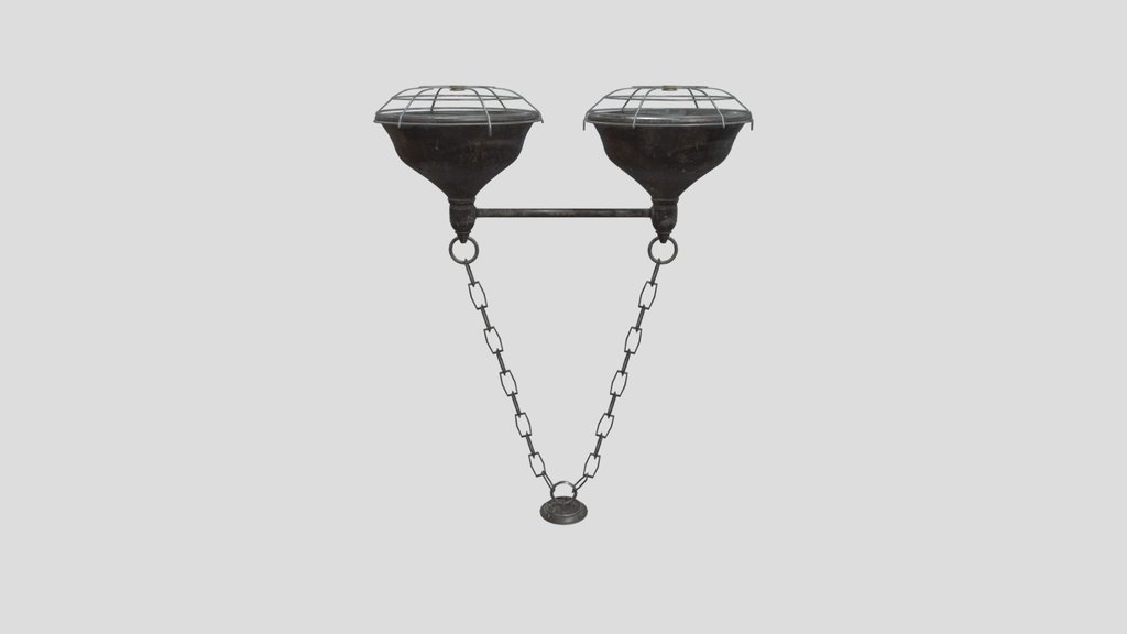 Old Industrial Pendant Light Duo