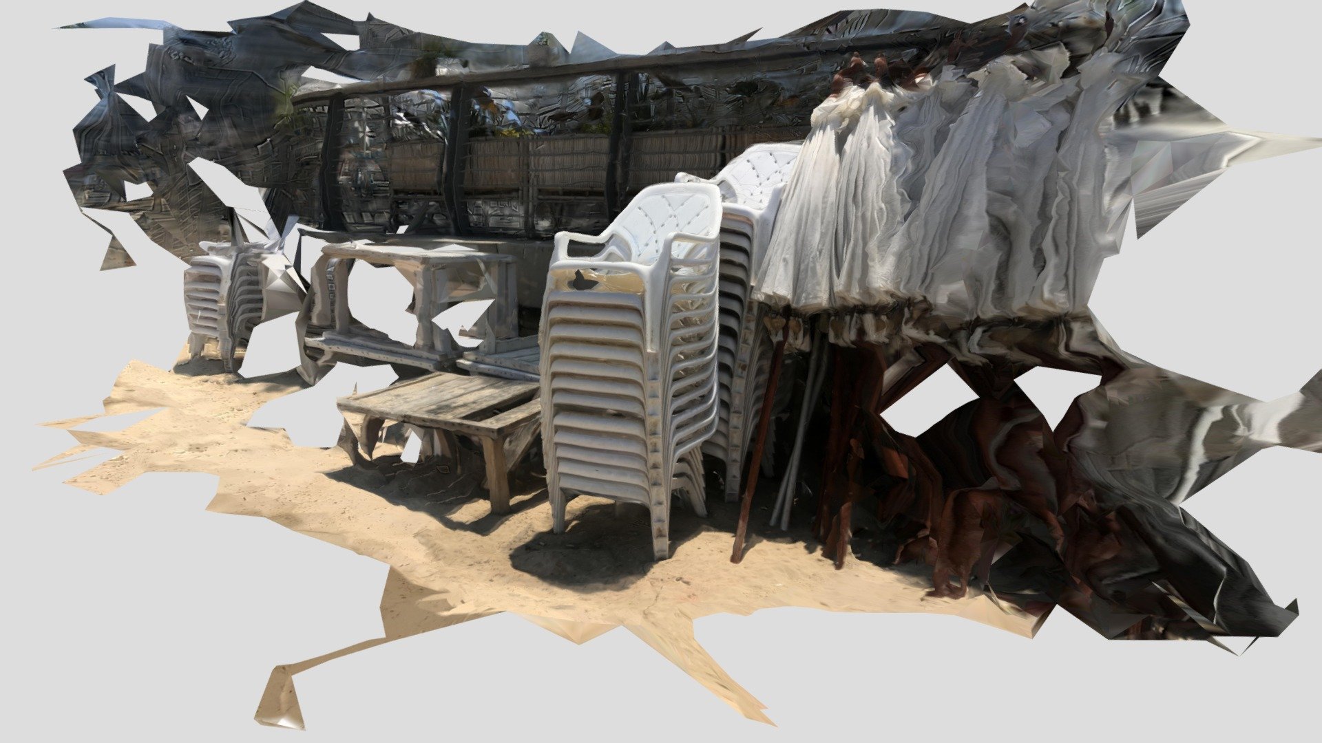 pile of chairs Tel-Aviv beach