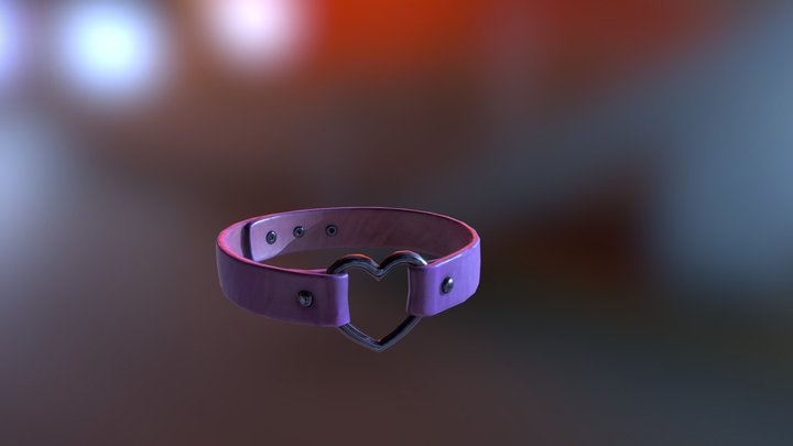Free - Pink Heart Choker Collar - Sketch Mesh 3D Model