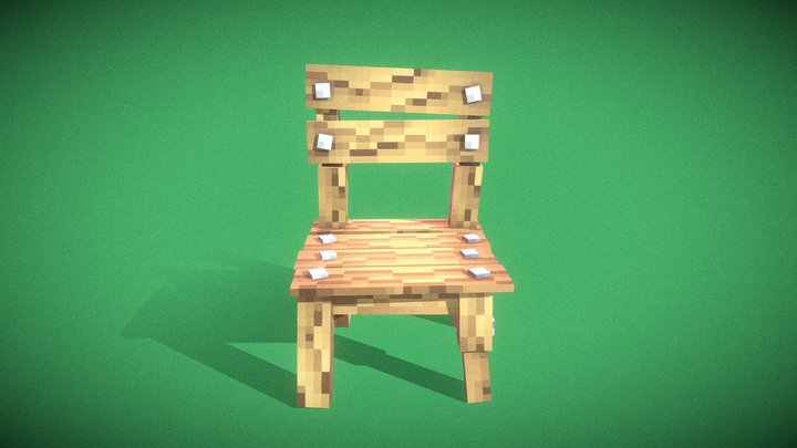 Pixel Wooden Chair 3D Model