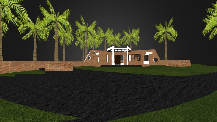 villa with trees 3D Model