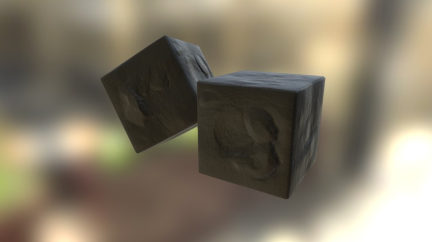 Low low poly stone cube