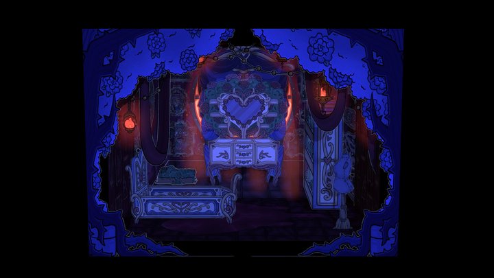 Red Queens Room (Night Lighting) 3D Model