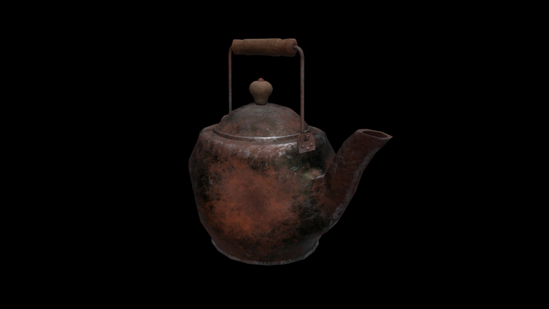 3D model Very Old Teapot - This is a 3D model of the Very Old Teapot. The 3D model is about a teapot with a handle.