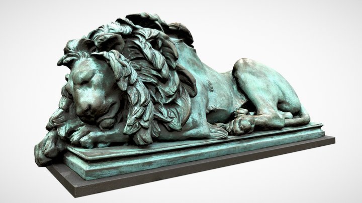 Sleeping Lion Statue 3D Model