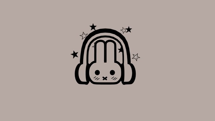 Cartoon rabbit with headphones 3D Model