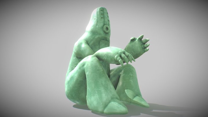Jade monster sculpture - Low Poly 3D Model
