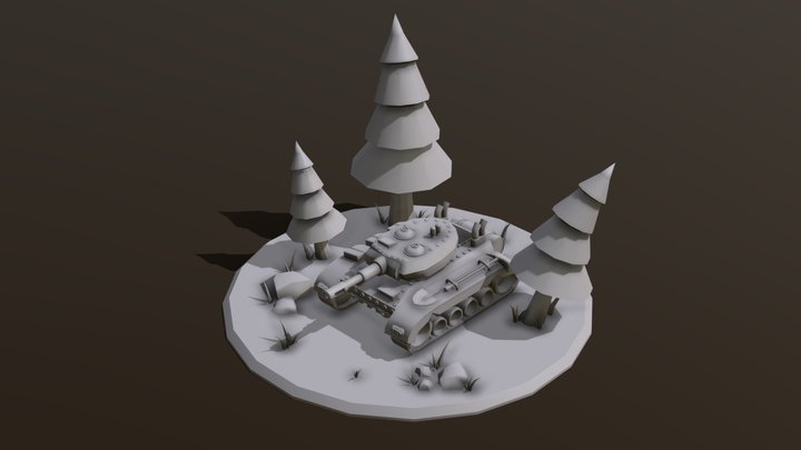 V2 Tank Scene 3D Model