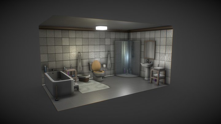 Modern Homes Small Bathroom Asset Package 3D Model