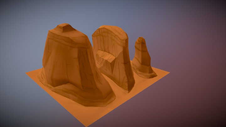 Stylized Low Poly Canyon 3D Model