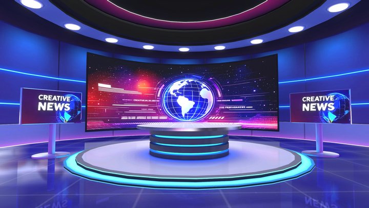 news studio virtual production set 3D Model