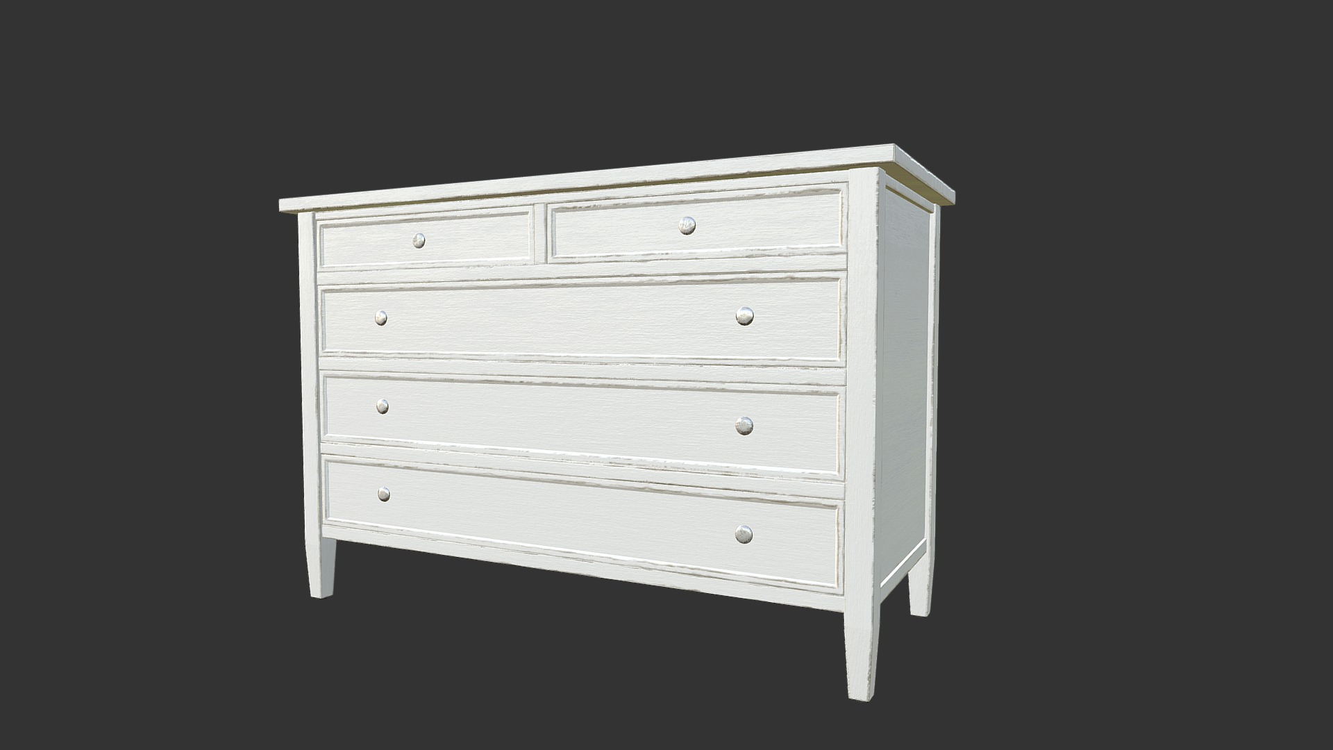 3D model Commode Long Vintage - This is a 3D model of the Commode Long Vintage. The 3D model is about a white dresser with a black background.