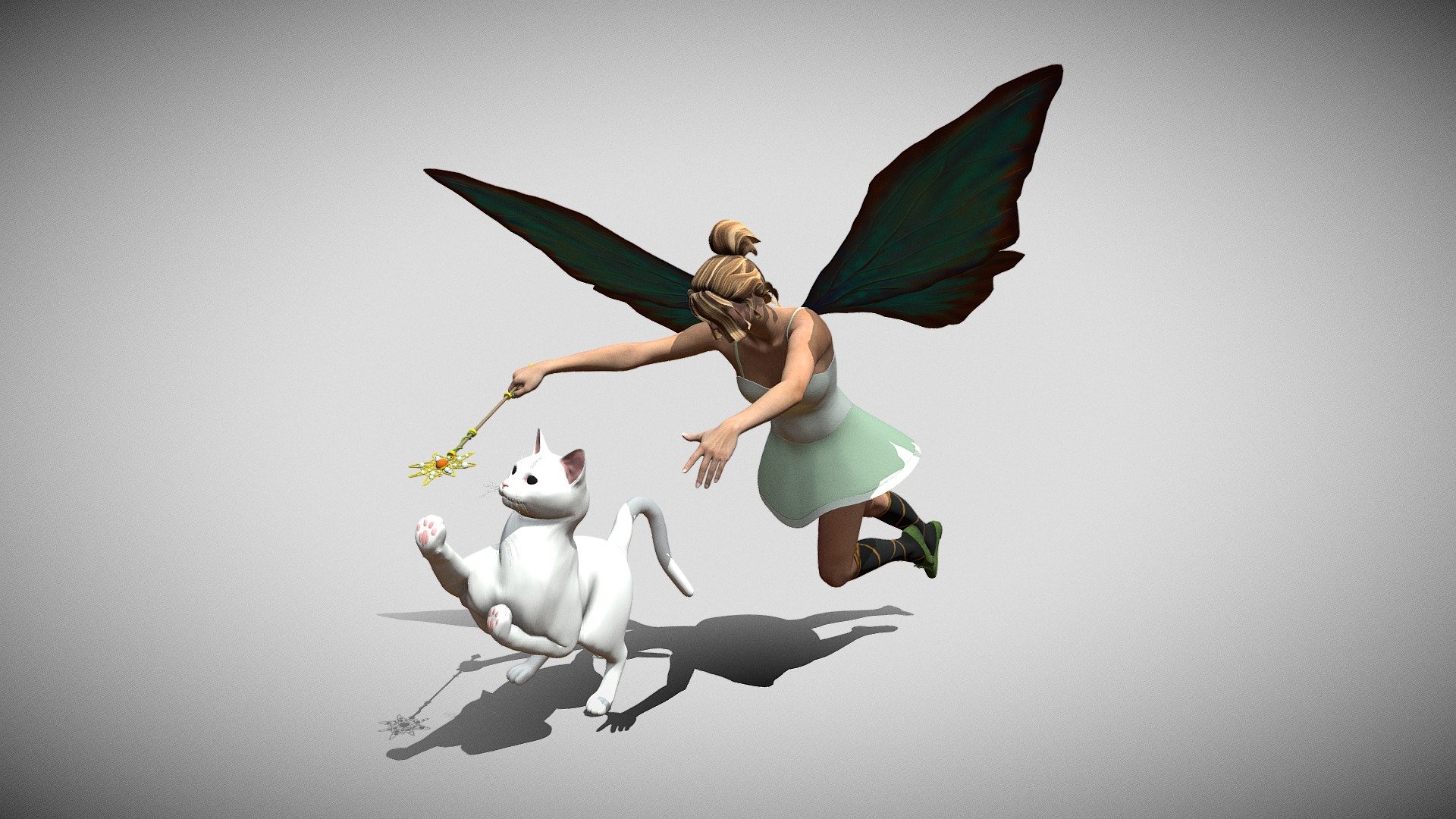 A faerie playing with her cat - 3D model by Norod78 (@Norod) [fba8a68 ...