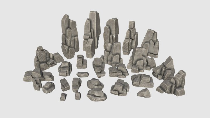 Stylized Block Rock - 3D Game Asset 3D Model