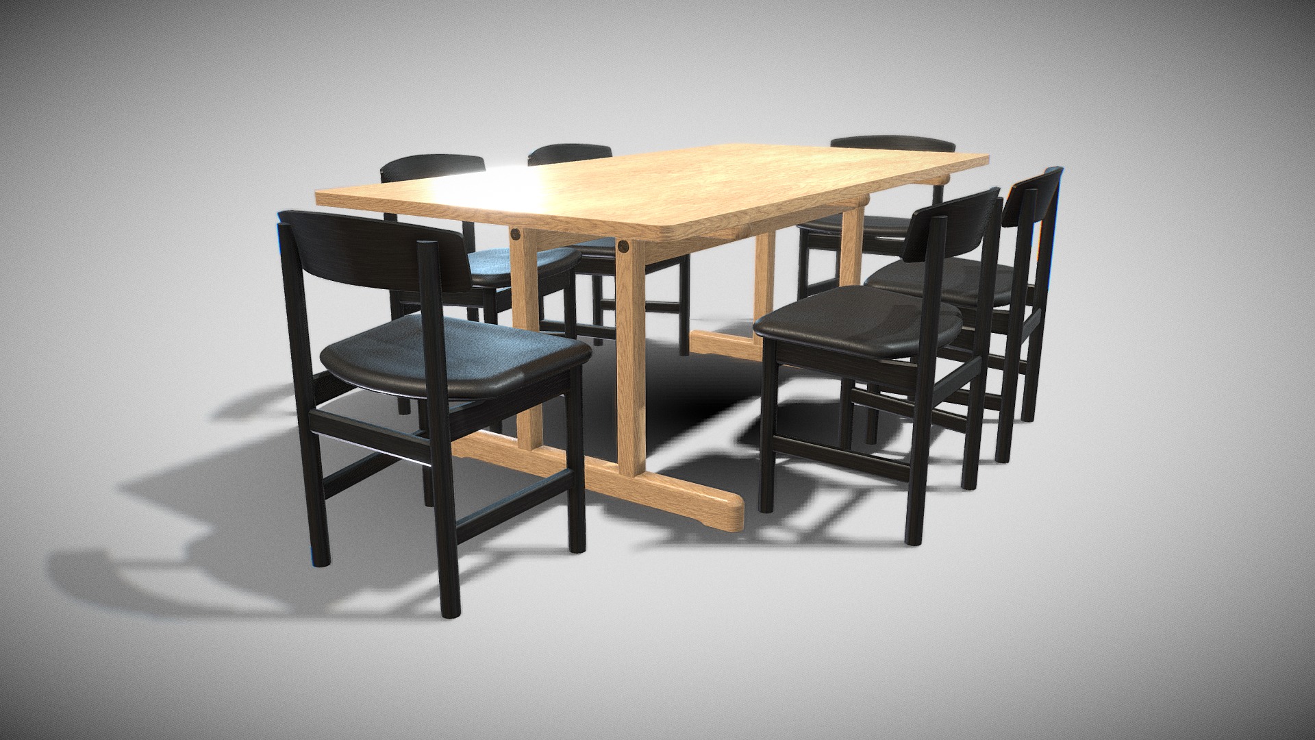 3D model DiningSet-Mogensen Table 6286,MogensenChair 3236 - This is a 3D model of the DiningSet-Mogensen Table 6286,MogensenChair 3236. The 3D model is about a table and chairs.