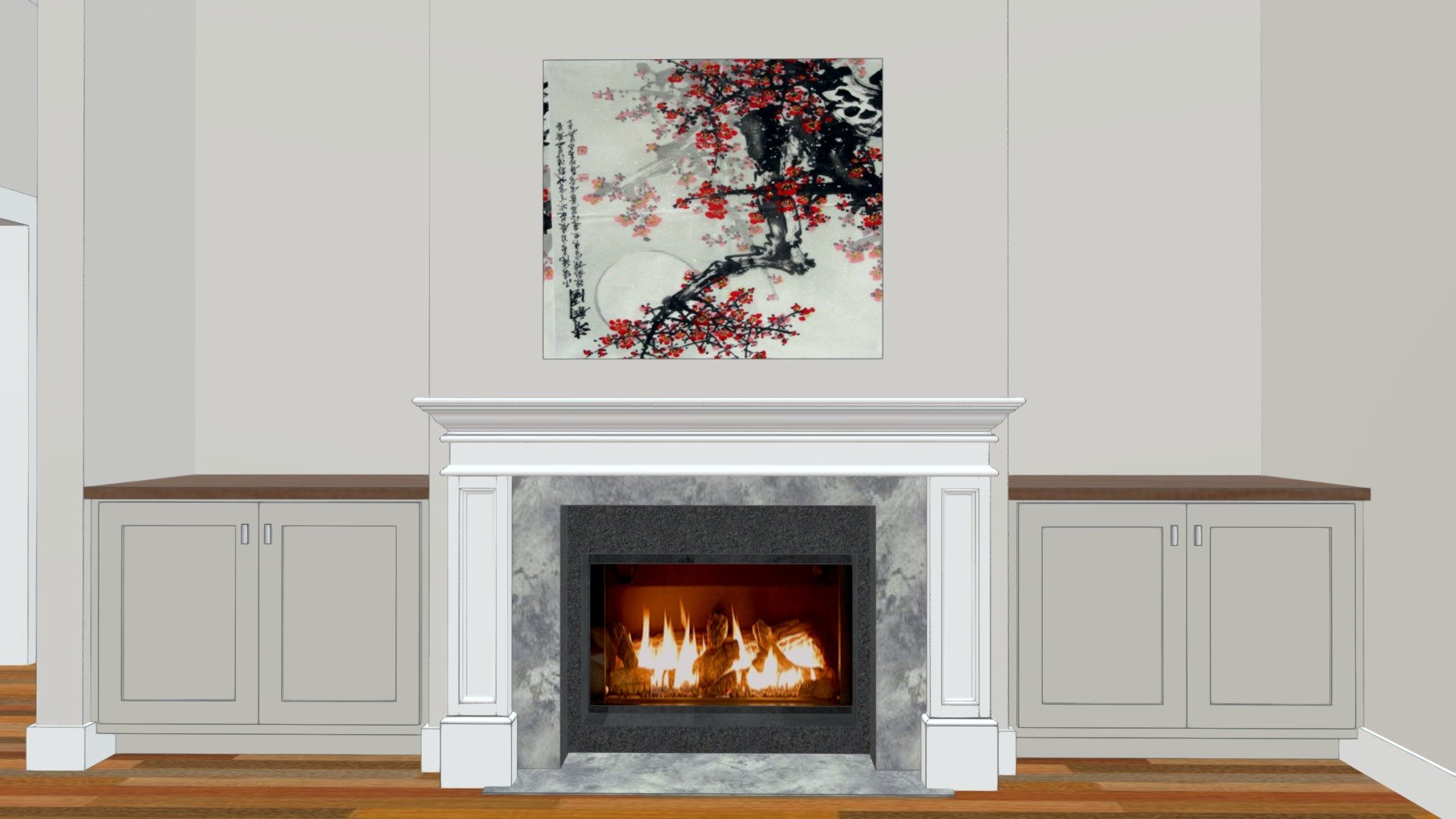 Greatroom fireplace v3 - darker cabinets & tops