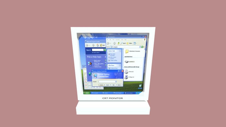 CRT Monitor with Windows XP 3D Model
