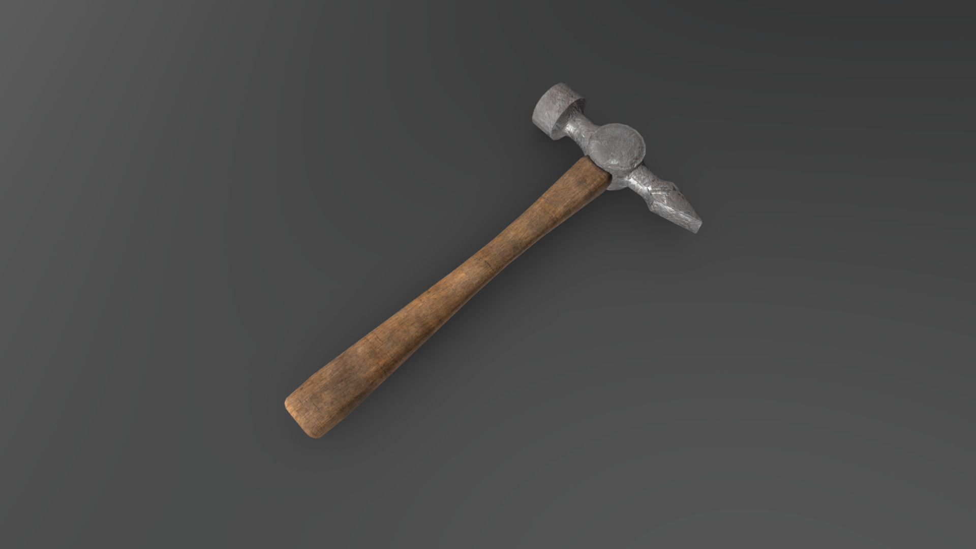 3D model Vintage carpentry Hammer - This is a 3D model of the Vintage carpentry Hammer. The 3D model is about a wooden hammer on a grey background.