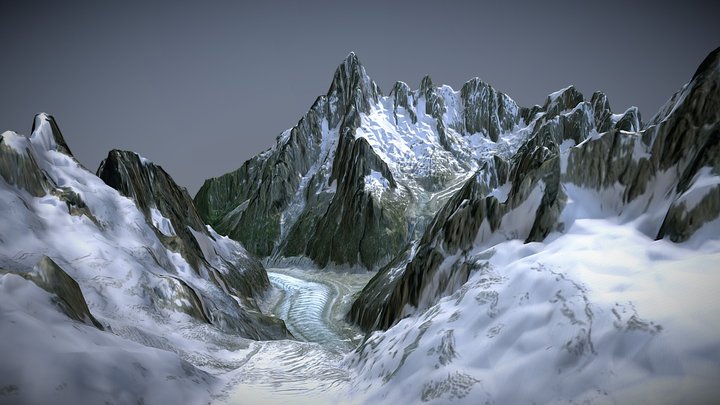 Mer De Glace (with Triangle Irregular Network) 3D Model