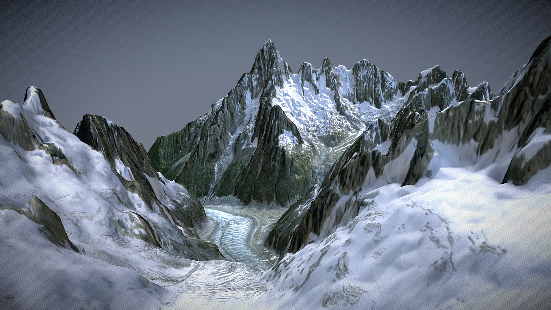 Mer De Glace With Triangle Irregular Network Buy Royalty Free 3d Model By Xavier Fischer