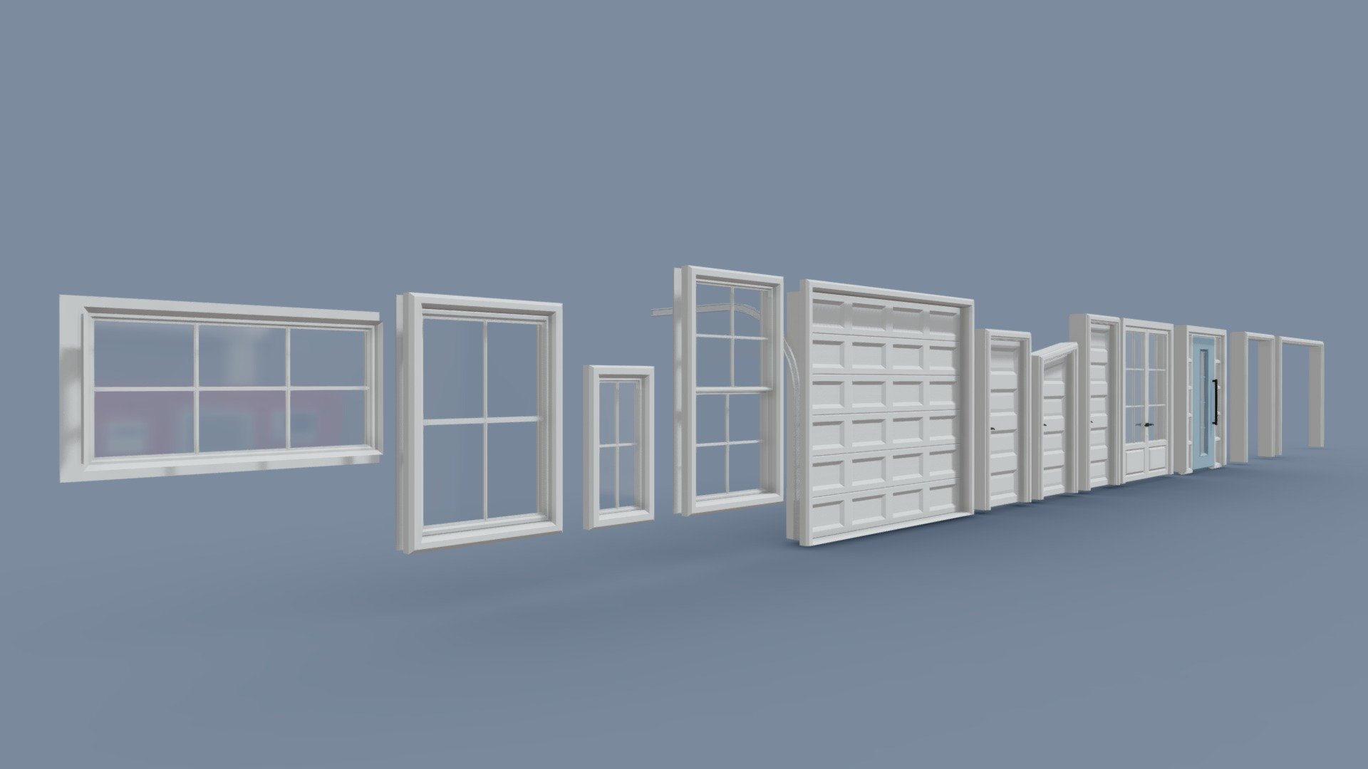 Classic Style Porch House Doors And Windows Pack — Sketchfab embed 3D viewer