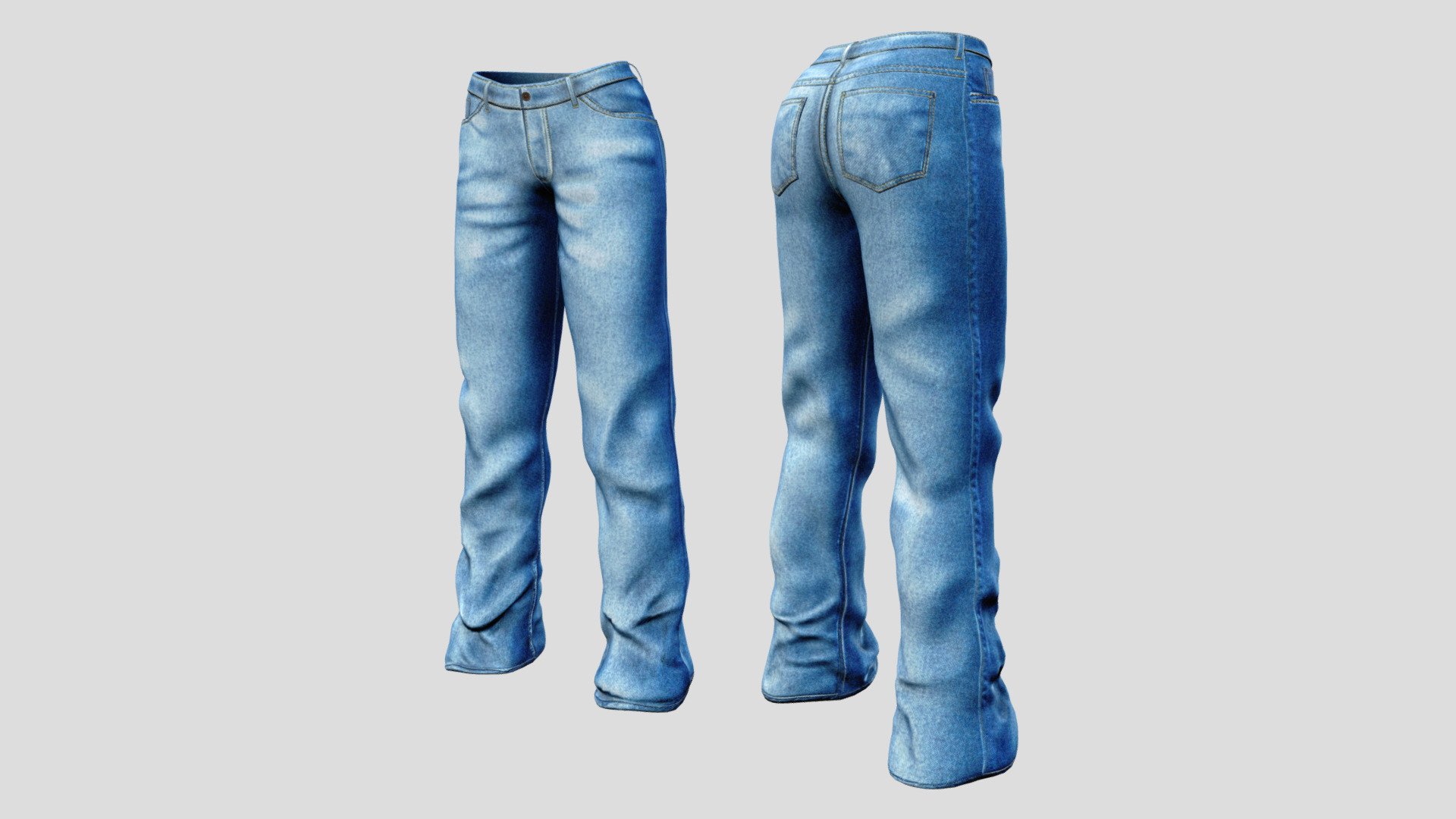 Wide Leg Jeans Pants - Buy Royalty Free 3D model by FizzyDesign ...