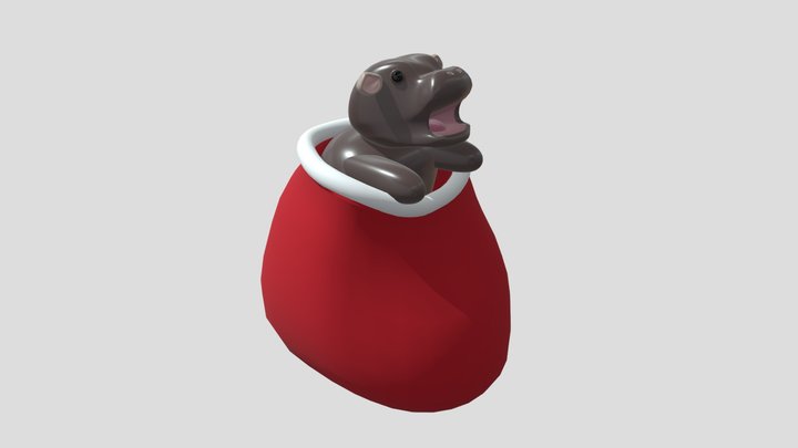 Moo Deng in Christmas Sack 3D Model