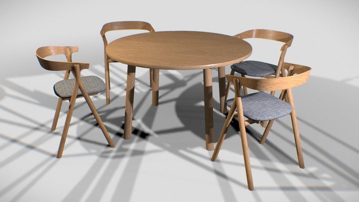 DiningSet V-01-Taro Table and YKSI Chairs 3D Model
