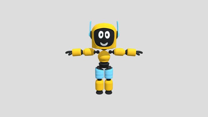 cartoon humanoid robot in T-pose 3D Model