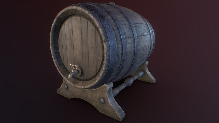 Wine Barrel 3D Model