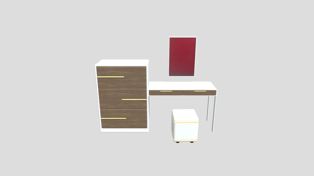 Minimalist Dressing Make Up Table With Ottoman