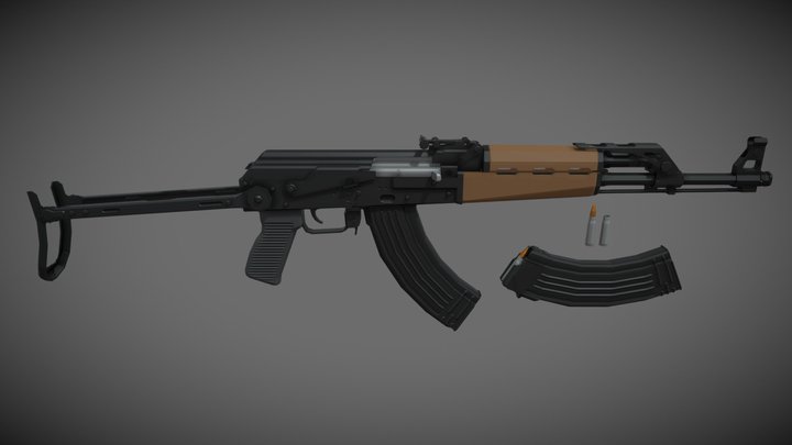 low-poly Zastava M70 AB2