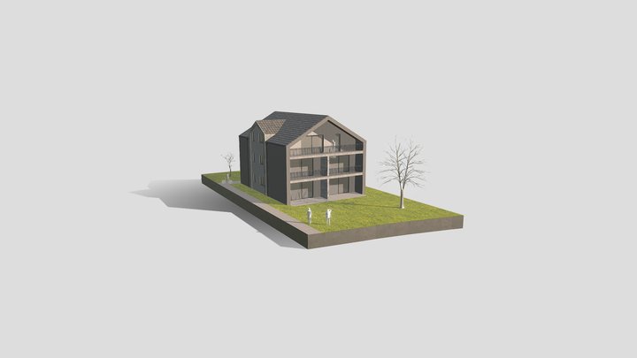 3-Story Apartment Building 3D Model