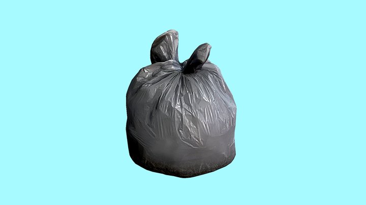 Garbage bag A, black plastic color 3D Model