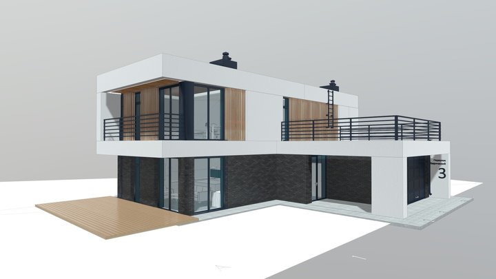 Modern house 150/185+50 3D Model
