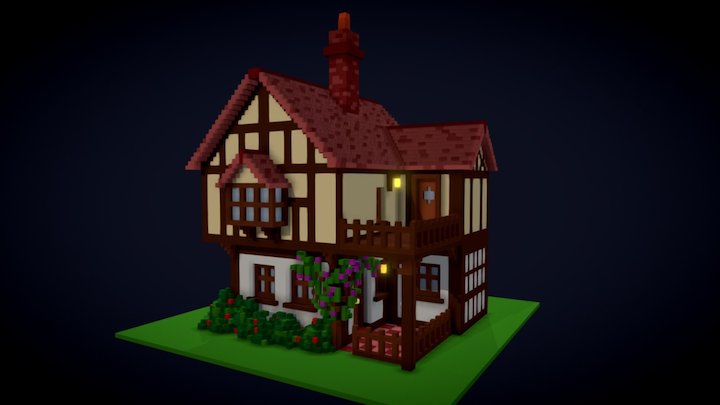 Timber frame house 3D Model