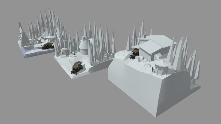 Grandma's House - Diorama and House blockout 3D Model