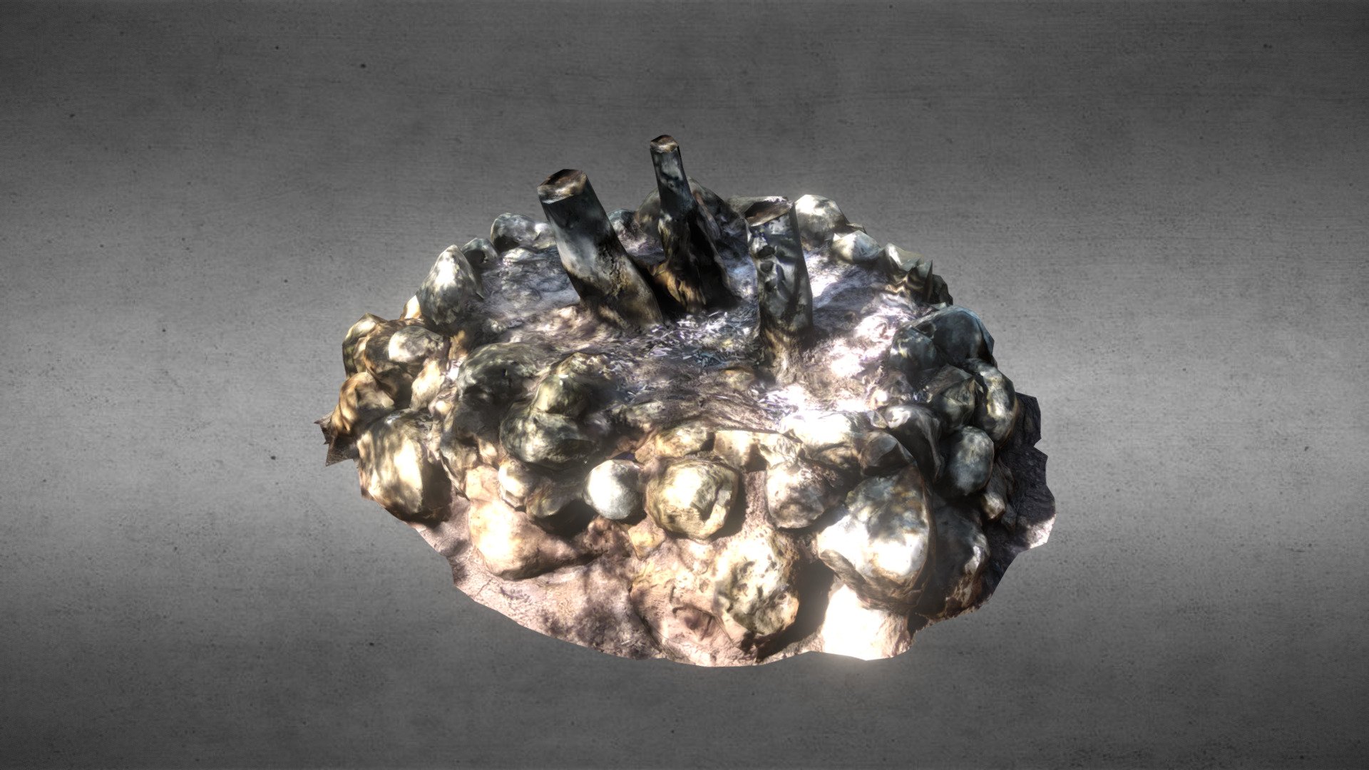 photogrammetry rocks and trunks in low poly