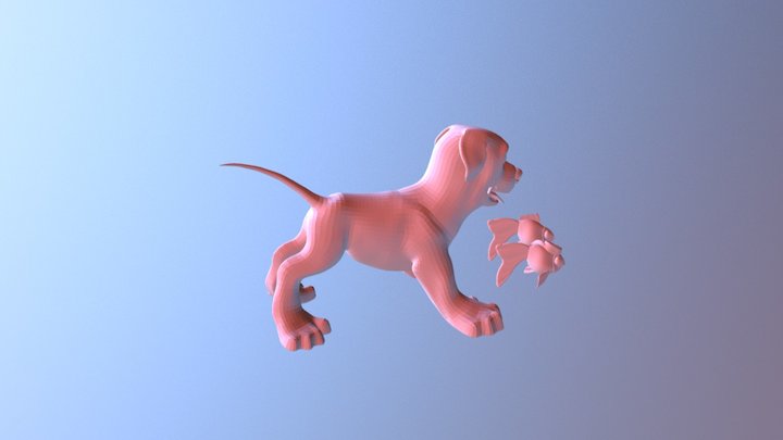 Poissons + chien Sandy 3D Model