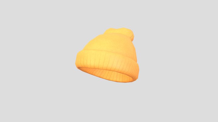 Yellow Beanie Hat 3D Model