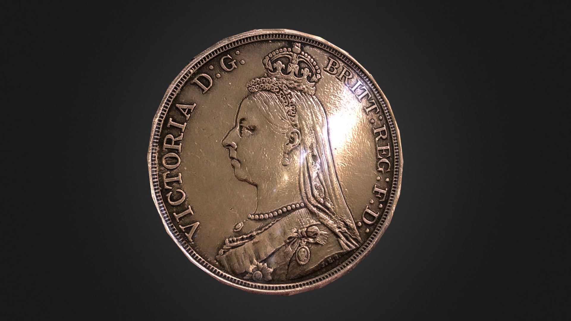3D model Queen Victoria - This is a 3D model of the Queen Victoria. The 3D model is about a coin with a face on it.