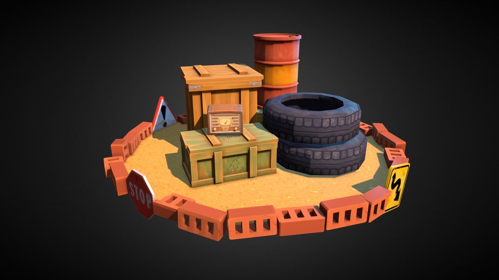 Lowpoly Wasteland Props