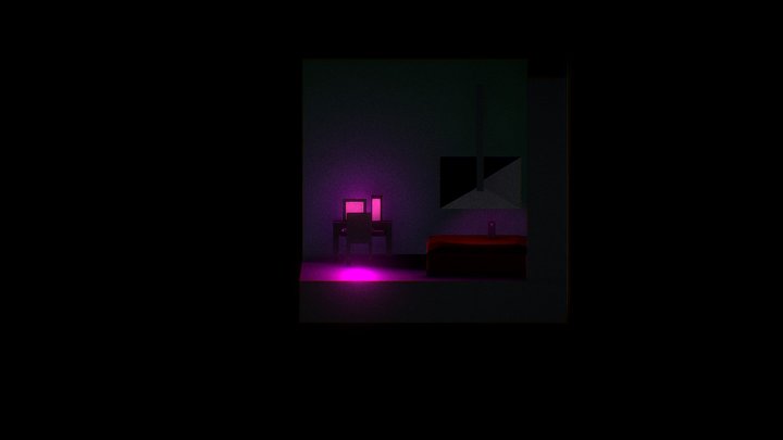 Low poly neon 80's room. 3D Model