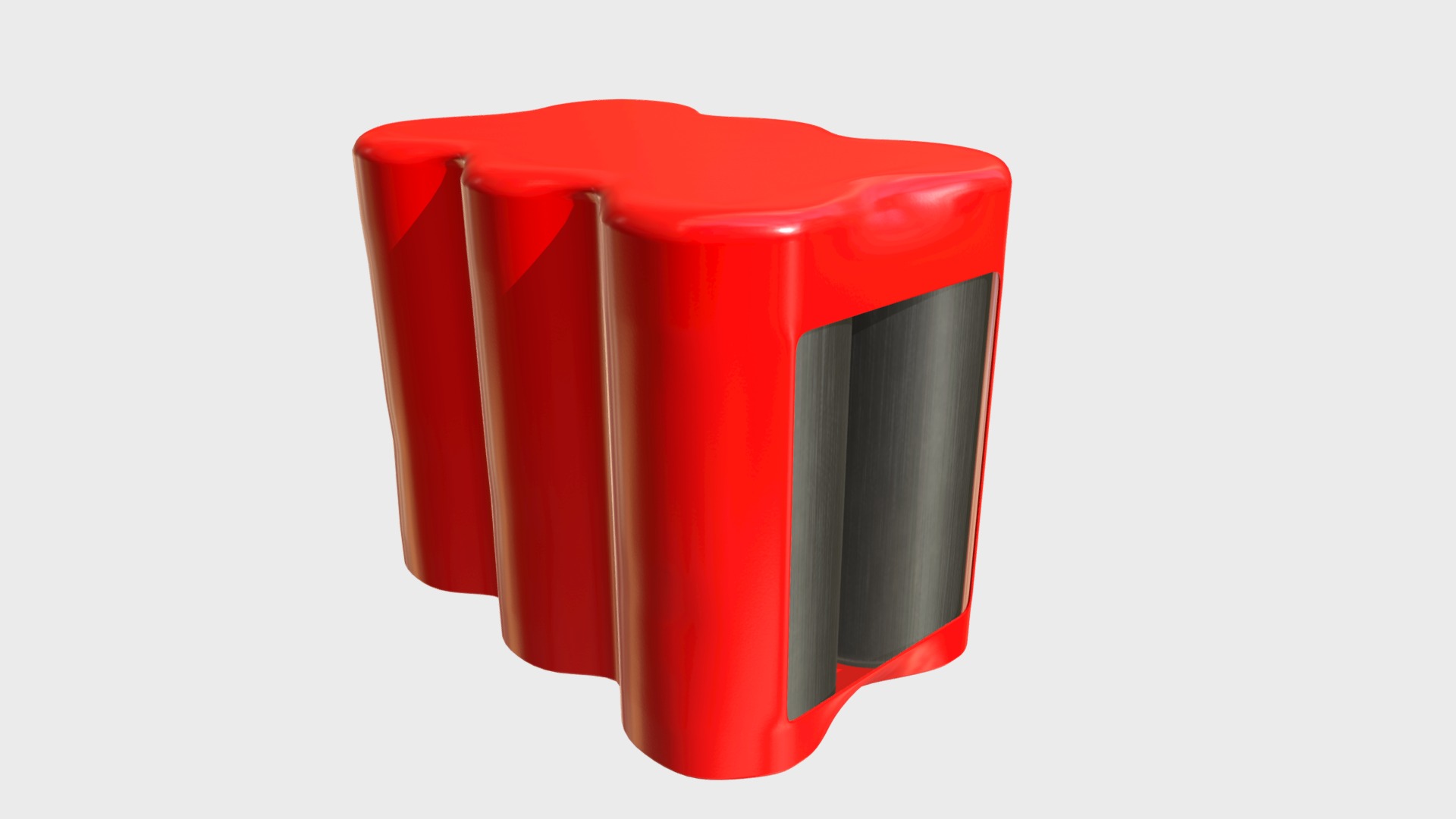 3D model Pack of six tall soda cans - This is a 3D model of the Pack of six tall soda cans. The 3D model is about a red plastic object.