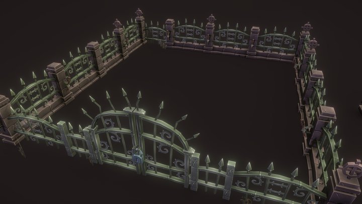 Cemetery Fence Set 3D Model
