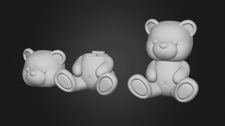 CUTE TEDDY BEAR SD CARD STORAGE 3D Model