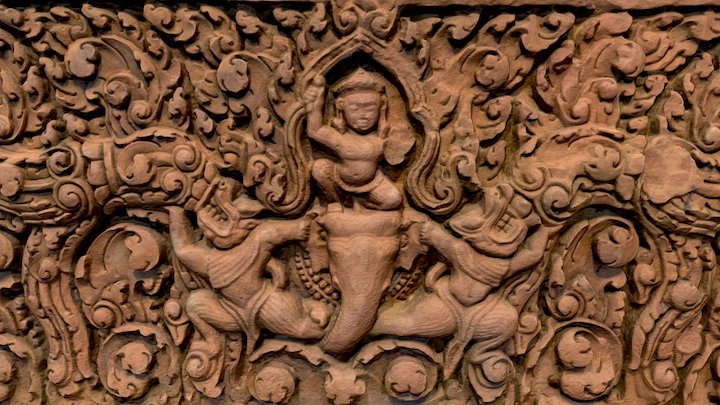 Indra Riding Airavata - Khmer Relief 3D Model